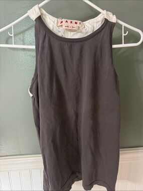 Marni Gray Tank Top with Cream Trim